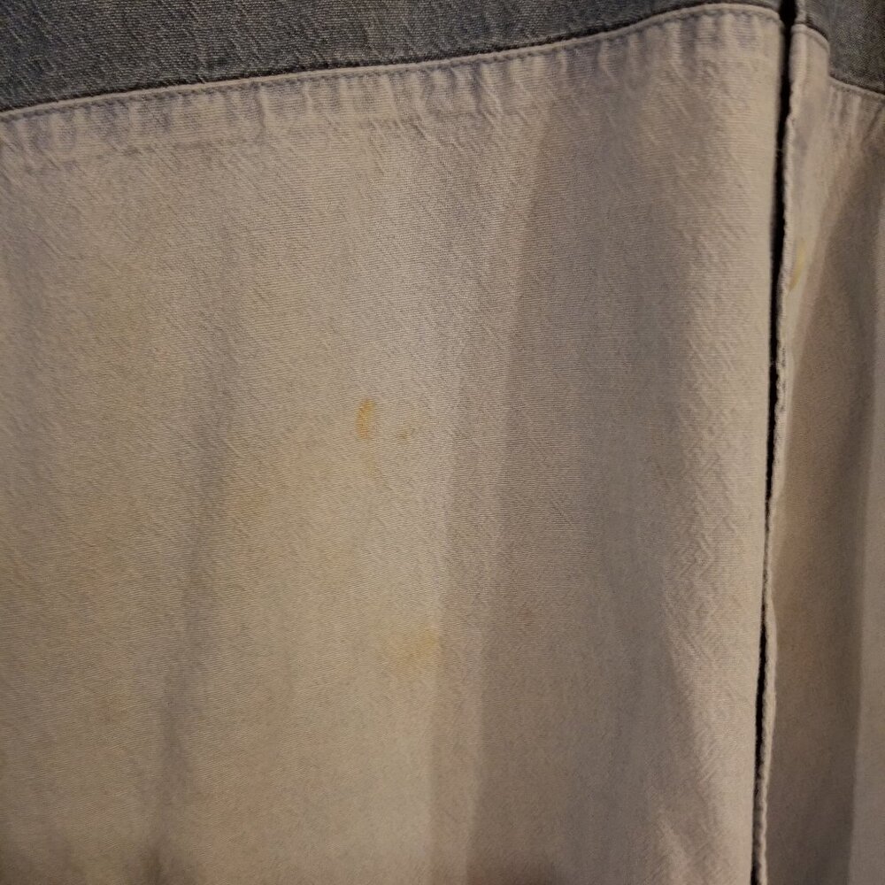 Foundry 3XLT banded denim shirt, discolored and stained - Picture 4 of 9